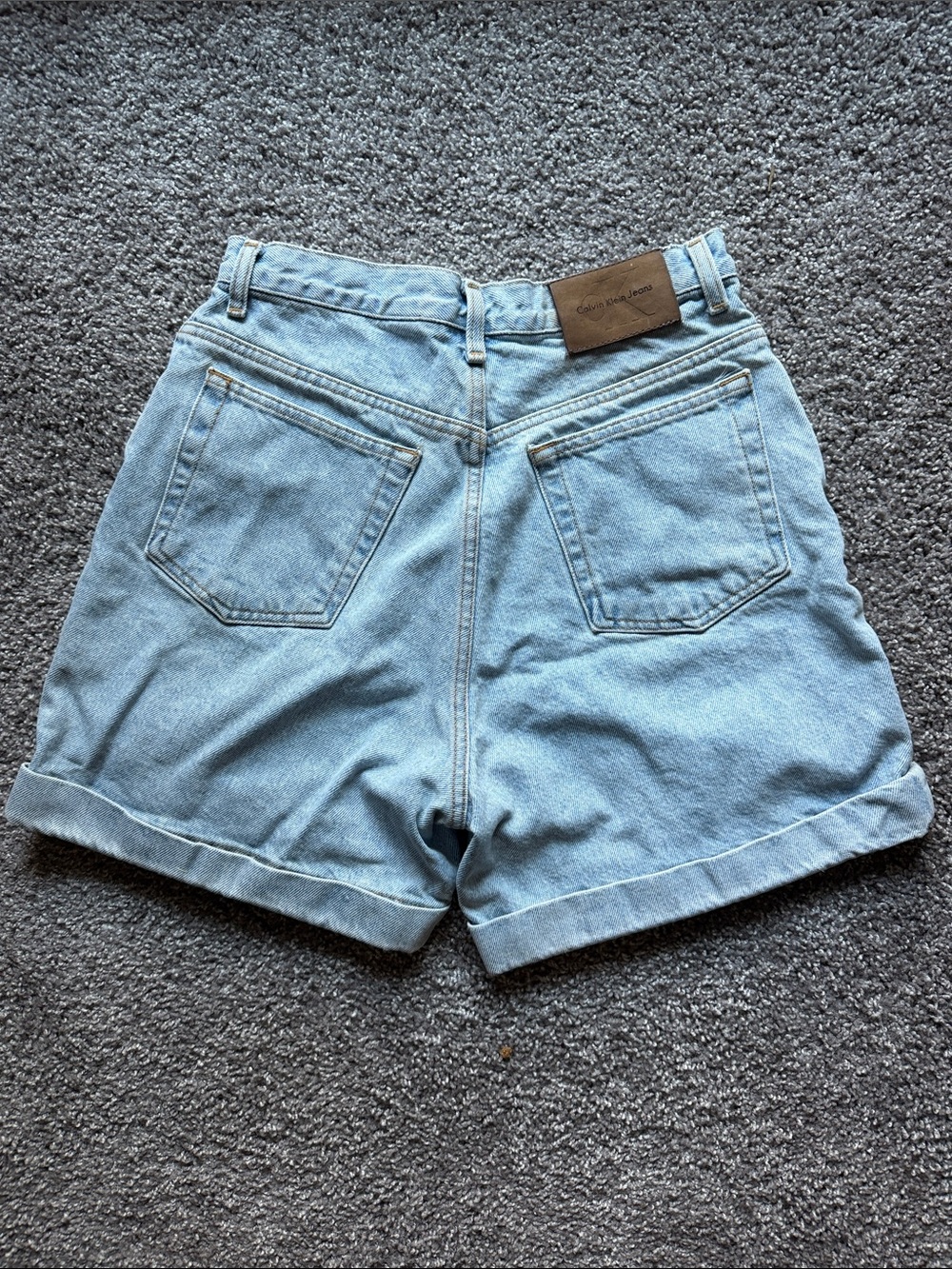 Calvin Klein Jeans Light Blue High-Rise Rolled Hem Denim Shorts